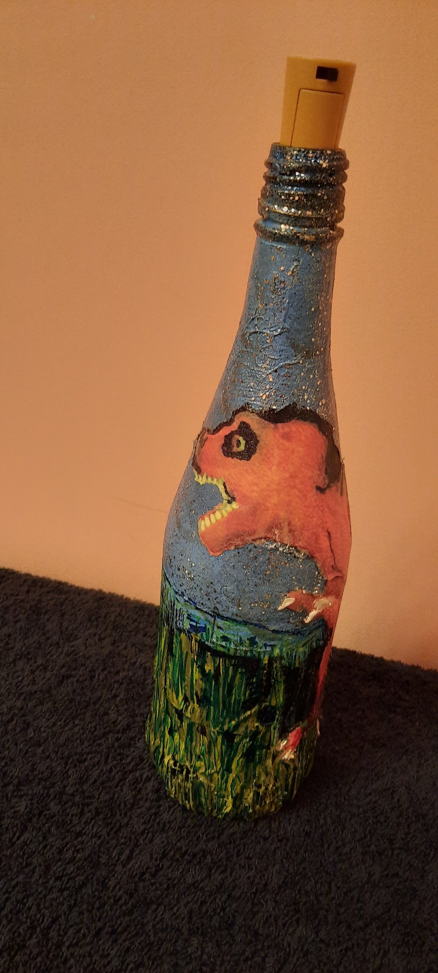 One of a kind battery operated decorative bottles