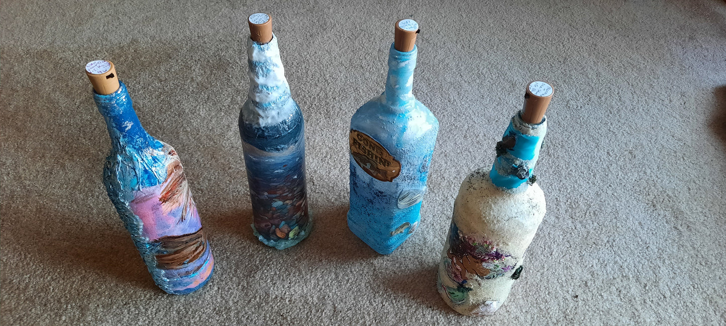 One of a kind battery operated decorative bottles