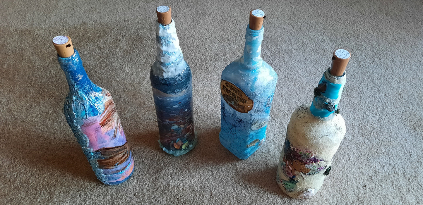 One of a kind battery operated decorative bottles
