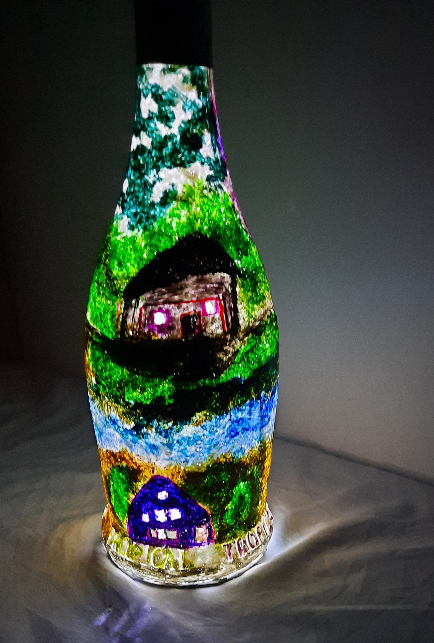 One of a kind battery operated decorative bottles