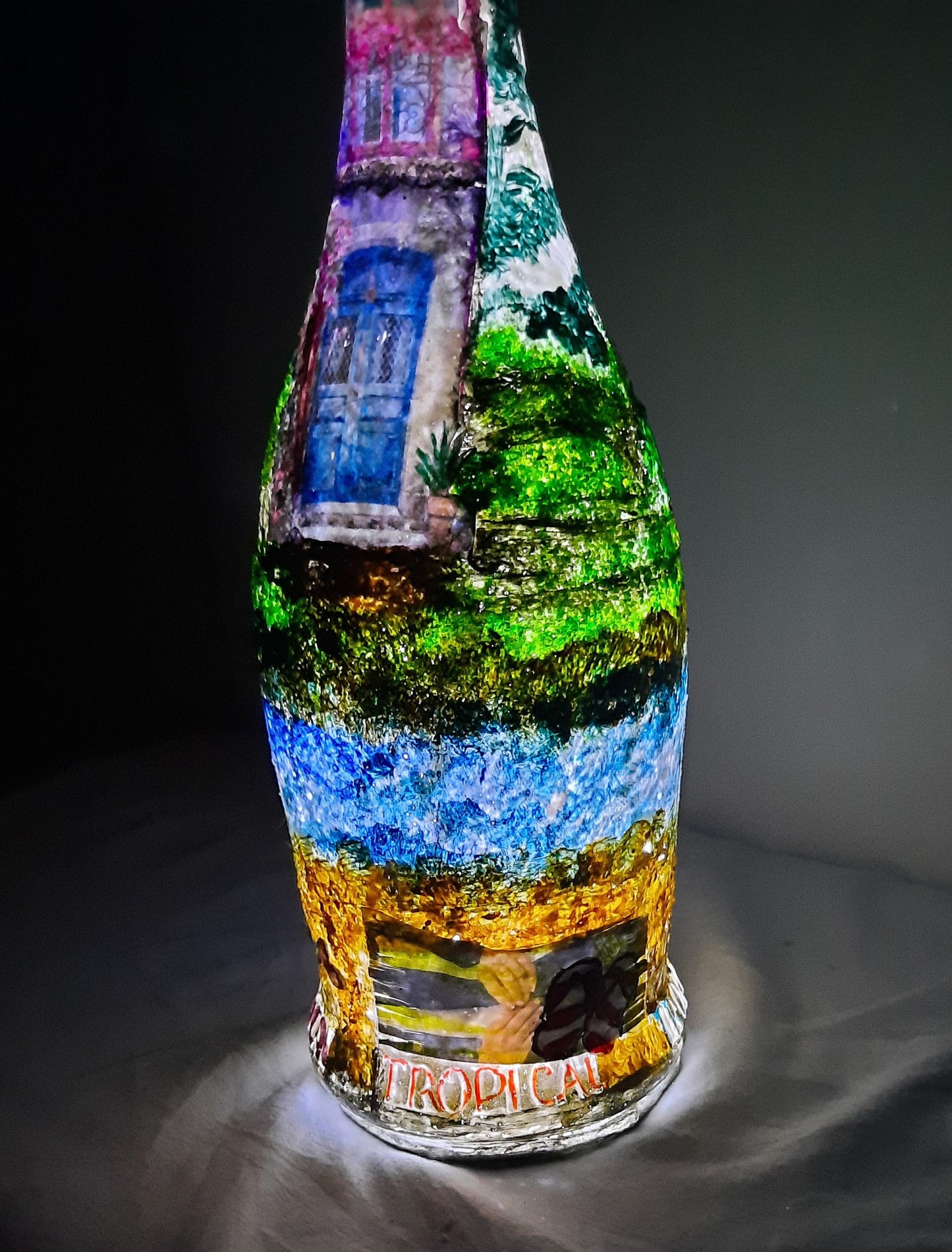 One of a kind battery operated decorative bottles