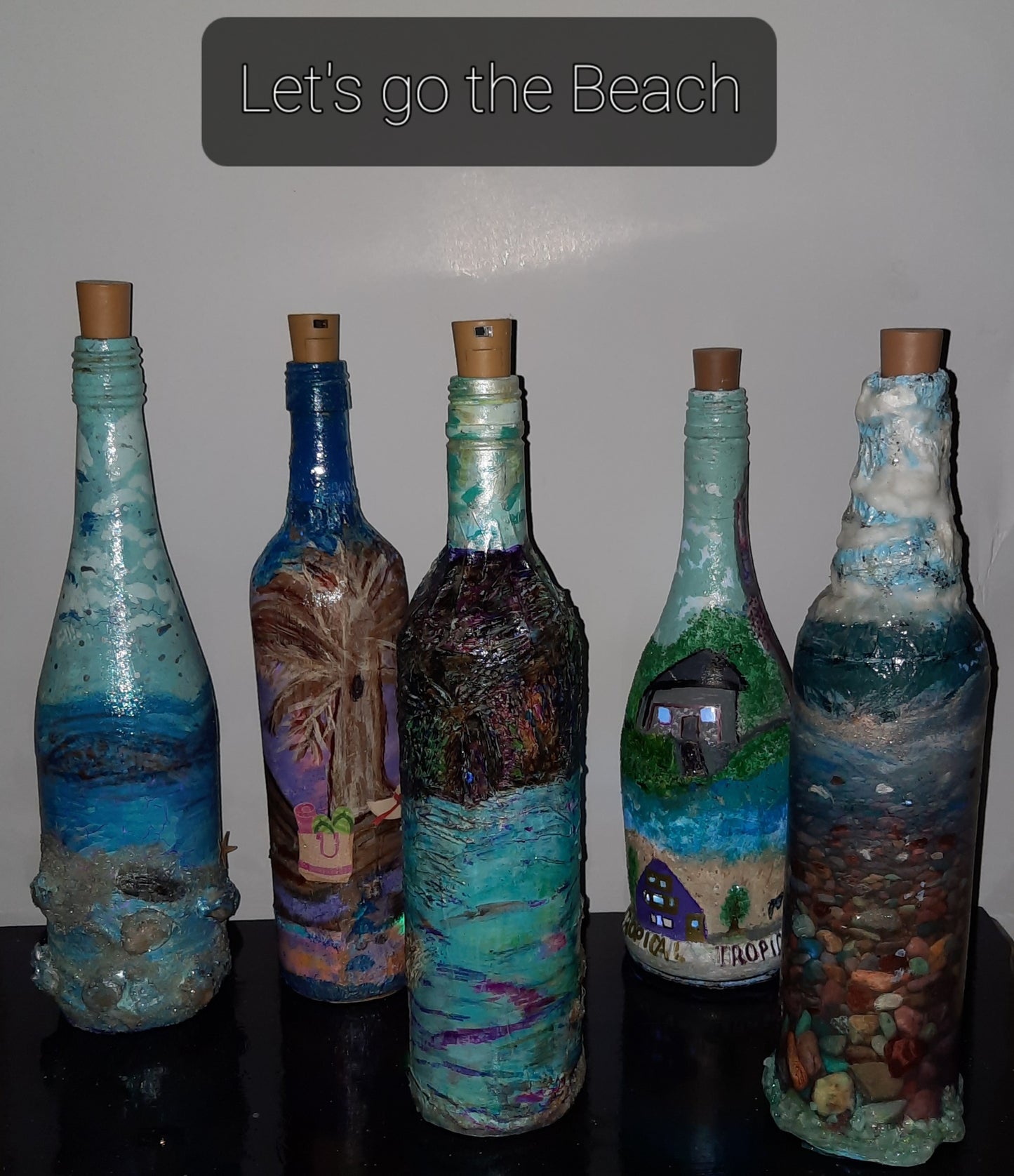 One of a kind battery operated decorative bottles