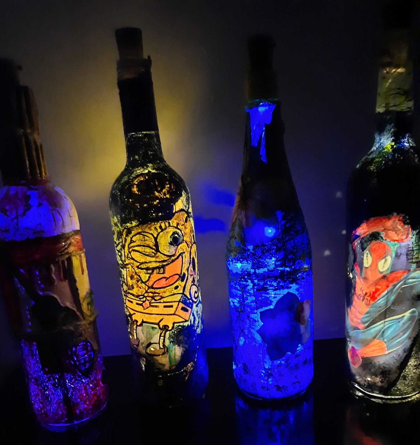 One of a kind battery operated decorative bottles