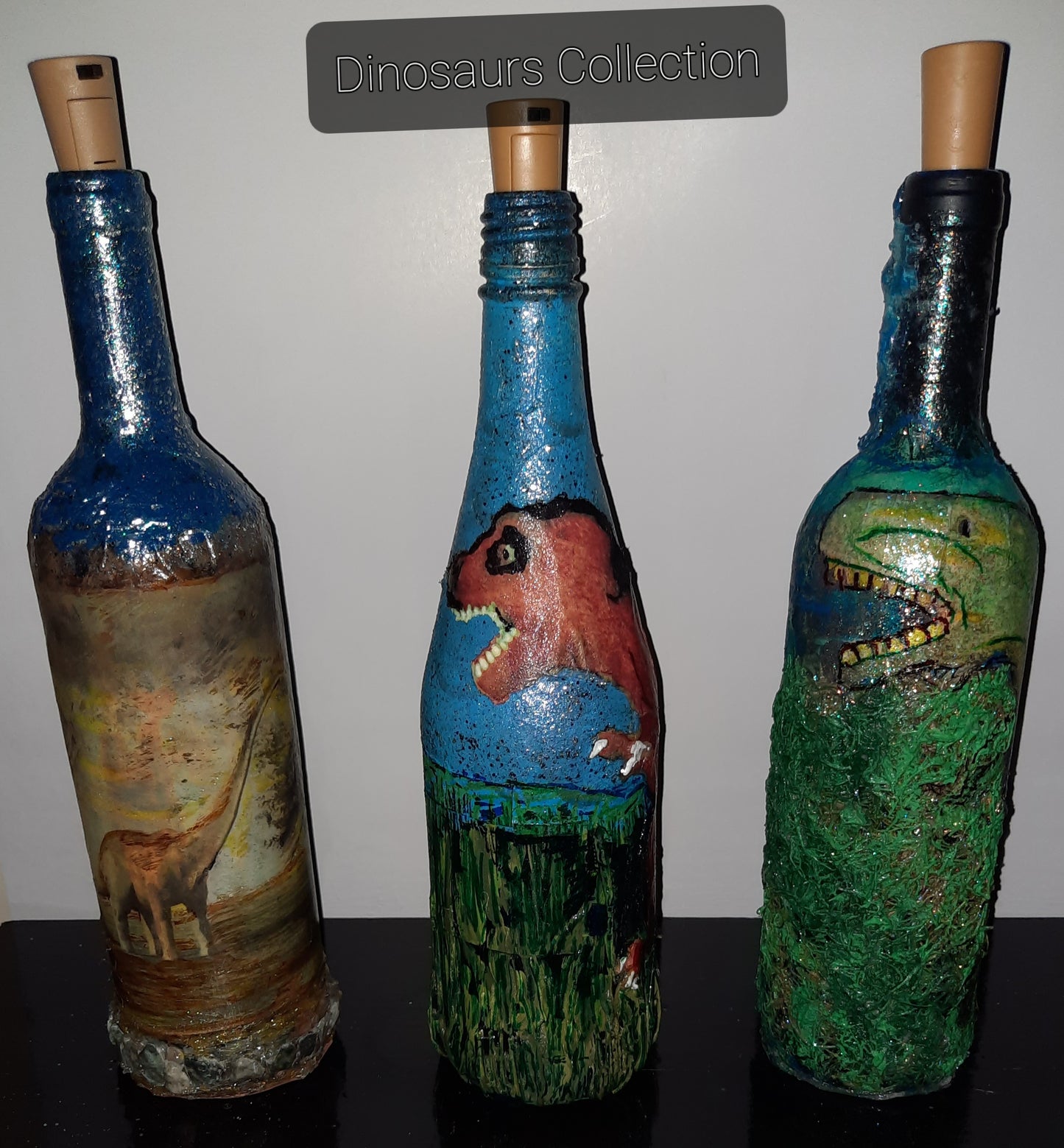 One of a kind battery operated decorative bottles