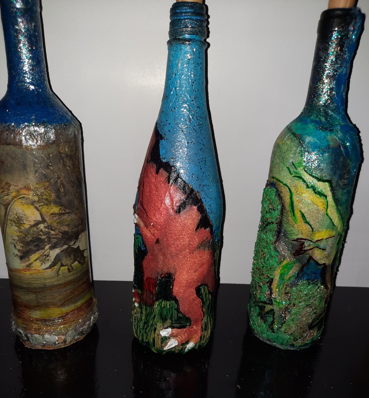 One of a kind battery operated decorative bottles