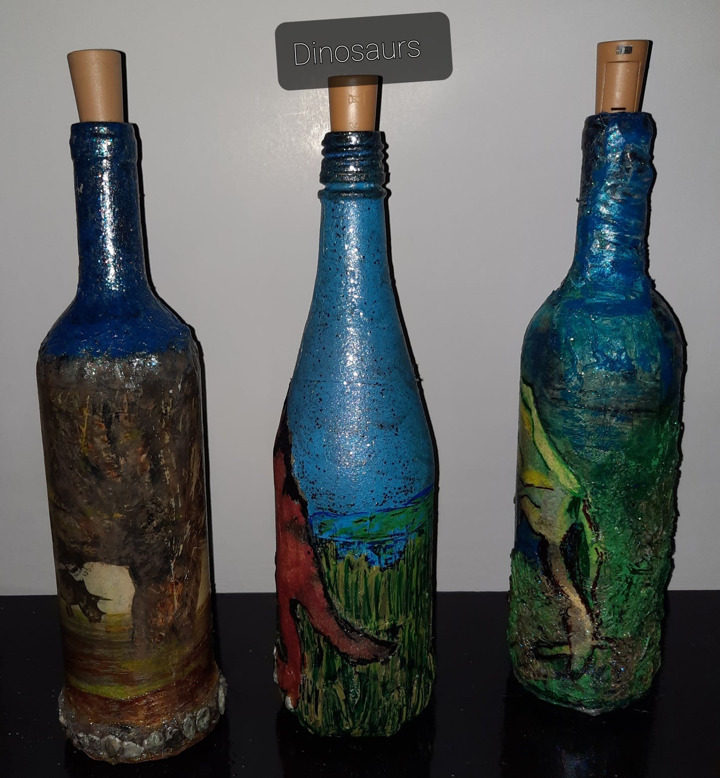 One of a kind battery operated decorative bottles
