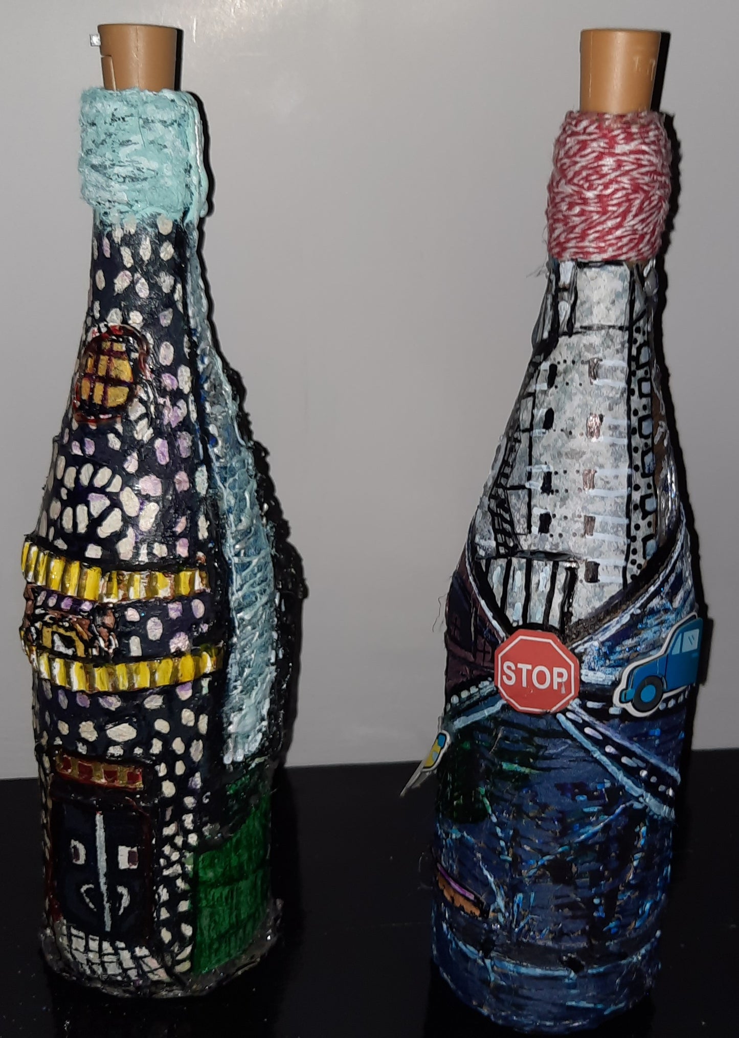 One of a kind battery operated decorative bottles
