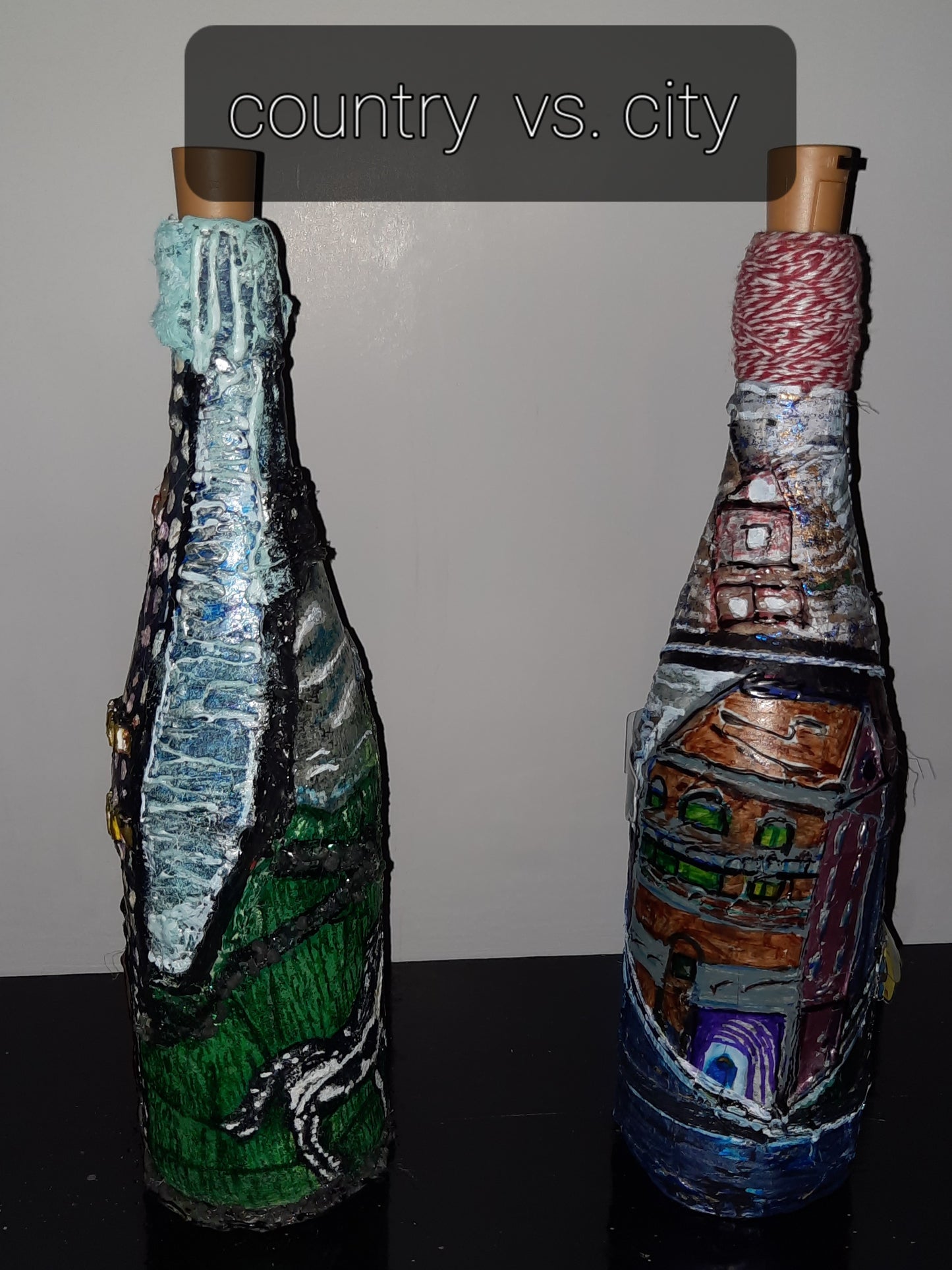 One of a kind battery operated decorative bottles