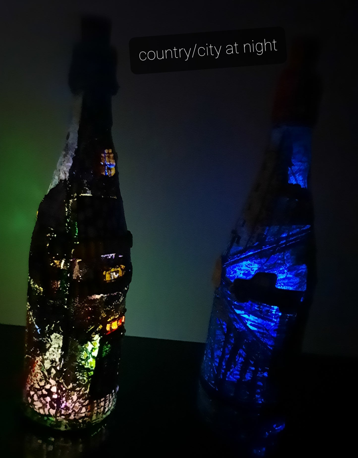 One of a kind battery operated decorative bottles
